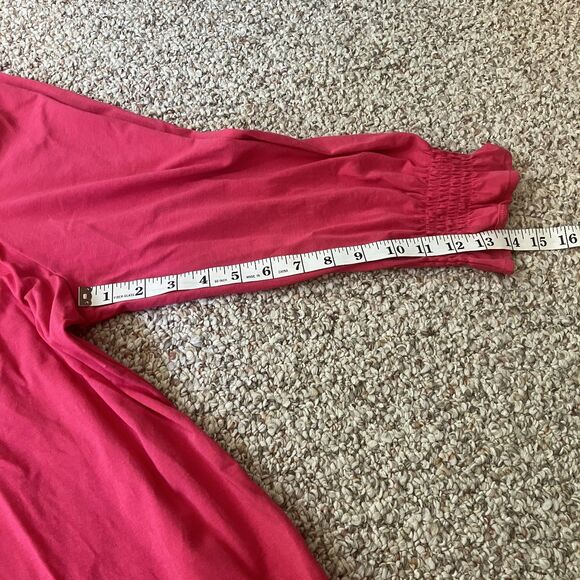 Lands End Womens Long Sleeve Button Up Top Plus Size 3X Pink Bishop Romantic V - Picture 9 of 9